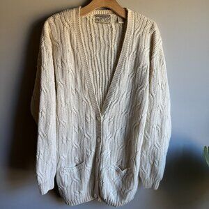Vintage Woods&Gray Cream Cable Knit Natural Fiber Cardigan